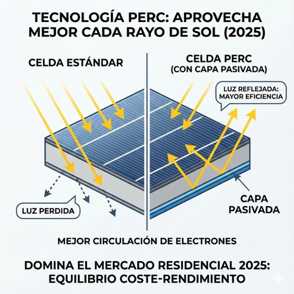 Panel solar PERC en 2025: qué es y por qué genera más energía 3 PANEL PERC Energía solar